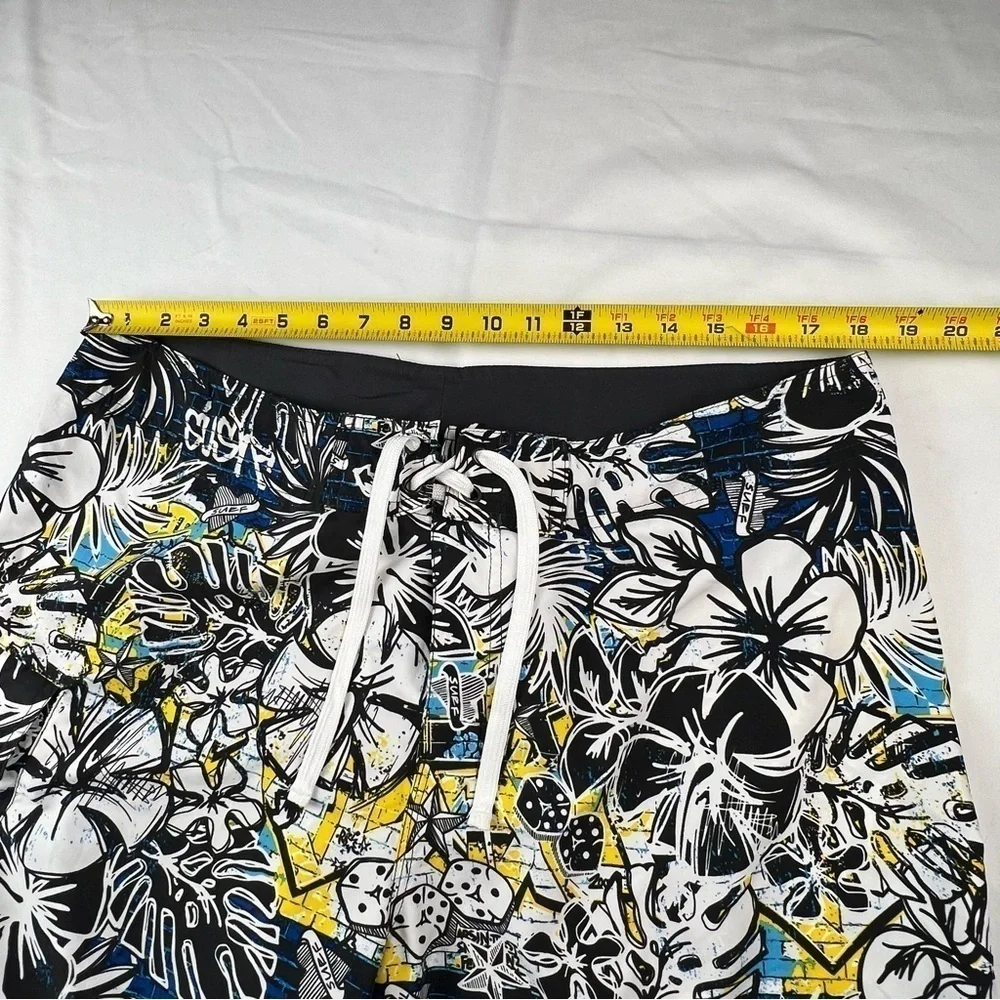 725 Original - Men’s Board Shorts - Large - Hibiscus - Dice - Blue, White
